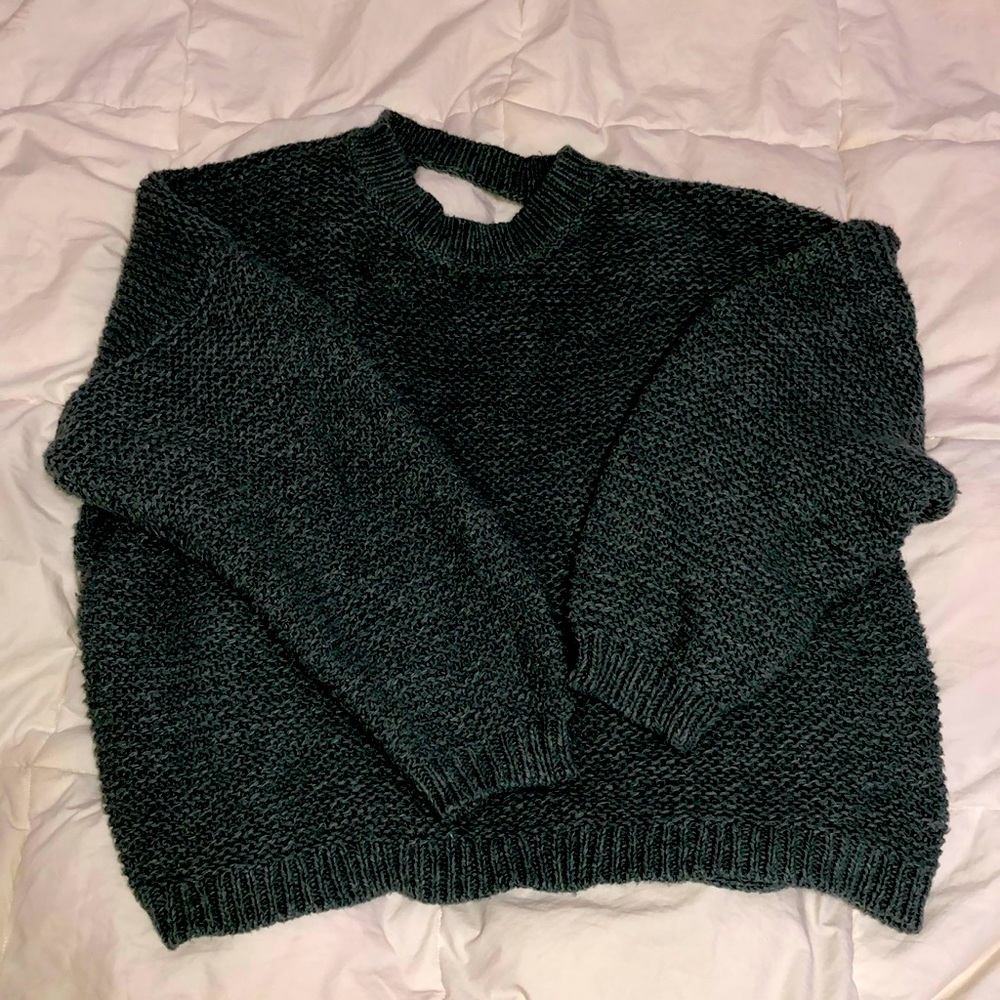 Green open back sweater